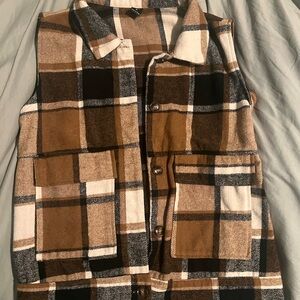 Stylish Plaid Brown and Black Women's Vest